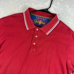 Robert Graham Polo Shirt Mens 2XL Pique Knit Red Short Sleeve